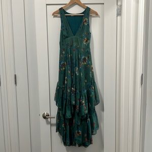 Free People Catching Glances Printed Tiered Midi Dress Size 0
